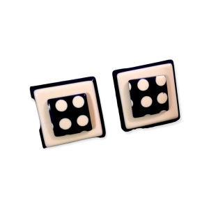 VTG blue white polka dot square pierced earrings