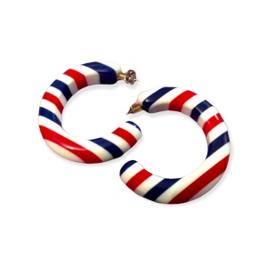 Vintage Red white blue nautical plastic earrings