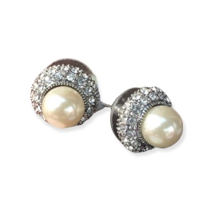 Faux pearl & crystal rhinestone earrings