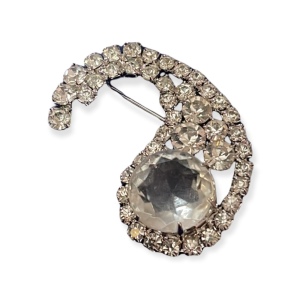 Vintage Crystal silver tone brooch