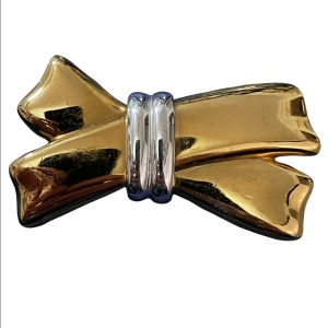 Vintage gold and silver bow brooch