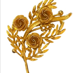 Vintage Brushed gold flower brooch