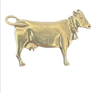 Pewter dairy cow brooch farm animal vintage