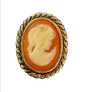 Vintage resin cameo scarf clip