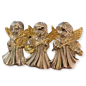 Gold & Silver fancy Angels angel playing strings Christmas brooch