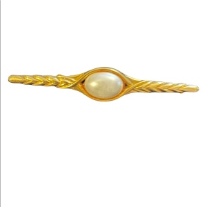 M&S Gold finish faux pearl beautiful large bar brooch