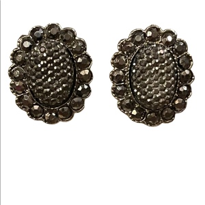 Light weight silver metal marcasite pierced earrings