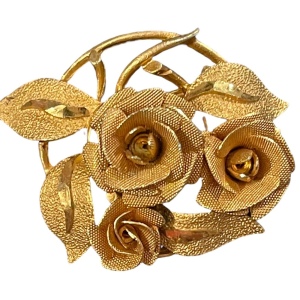 Vintage Brushed gold textured multi flower brooch CORO