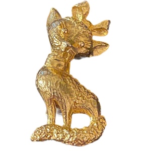 Vintage Haskell? gold finish small Cat brooch