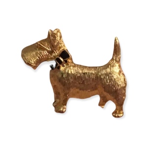 Vintage Dog scottie brooch gold tone