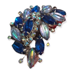 Vintage Blue crystal Ab Stunning brooch