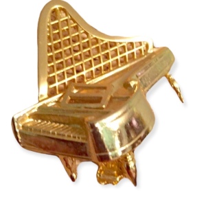 Vintage gold finish large Piano brooch musical music