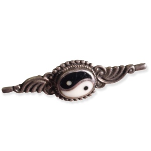 Vintage sterling silver yin yang bar brooch