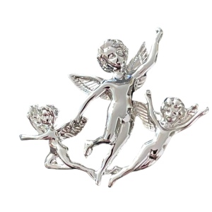 Silver 3 angels fancy brooch