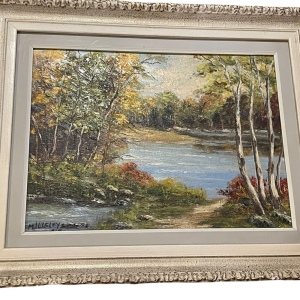 Vintage framed signed Oil painting on board 1965 landscape