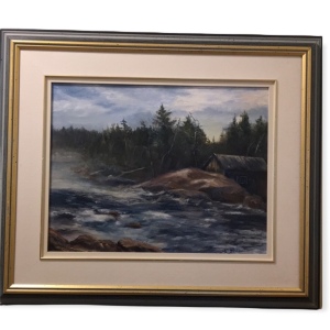 Oil painting Pat Beste Water landscape framed