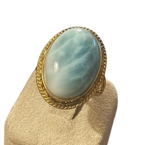 Sterling silver gold plt Larimar fancy ring