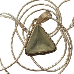 Green amethyst sterling silver 925 pendant on necklace snake chain