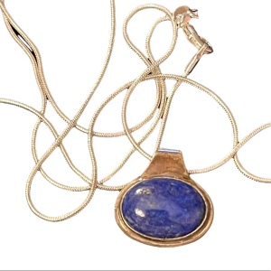 Sterling silver 925 Lapis Lazuli Necklace pendant chain