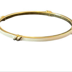 Vintage gold finish cream enameled bangle bracelet