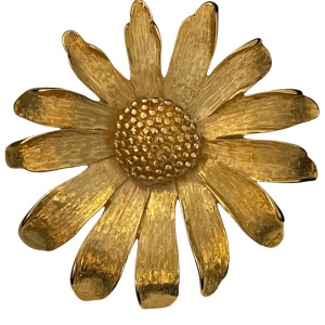 Vintage large brushed gold sunflower brooch