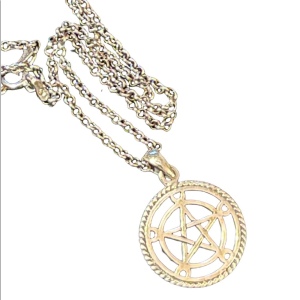 Vintage sterling silver chain with sterling pentacle pendant necklace