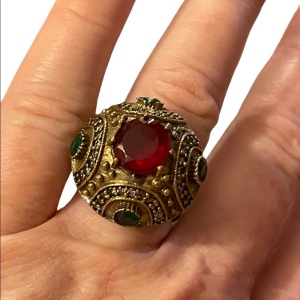 Turkish sterling silver ottoman gemstone fancy ornate sultans design chunky ring