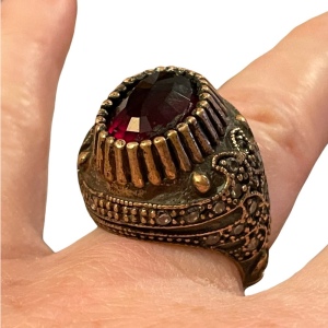 Turkish sterling silver ottoman gemstone fancy ornate sultans design chunky ring