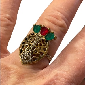 Turkish sterling silver ottoman gemstone fancy ornate sultans design chunky ring