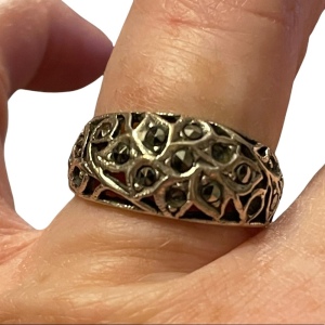 Sterling silver 925 marcasite fancy band ring