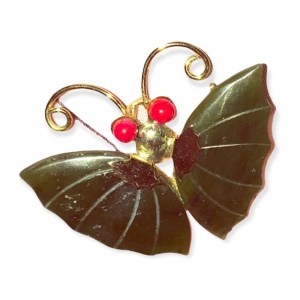 vintage Jade Butterfly gold tone vintage japan brooch