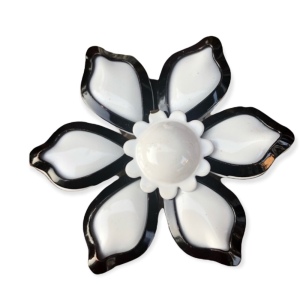 Vintage Black & white 1960s flower brooch