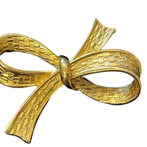 Large gold finish fancy bow brooch