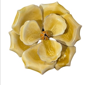 Vintage Large 2.5 yellow flower metal brooch