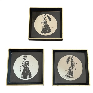 Small 5” Victorian lady print wall decor prints framed vintage