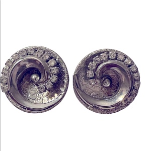 Vintage silver finish crystal spiral chunky clip on round earrings