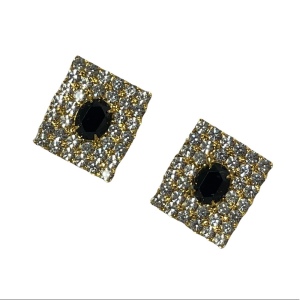 Sparkle vintage black clear crystal square earrings