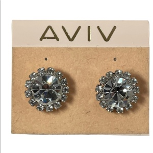 Vintage Aviv New crystal rhinestone large earrings