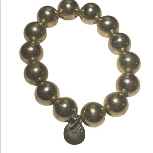 Merx Sterling silver plated stretchy chunky silver ball bracelet