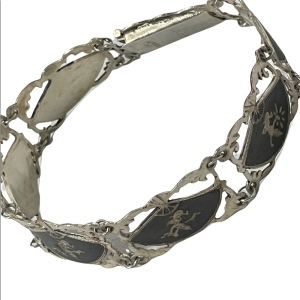 Vintage 1940s Siam Sterling bracelet Niello Goddess bracelet