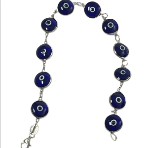 Sterling silver 925 blue glass evil eye bracelet