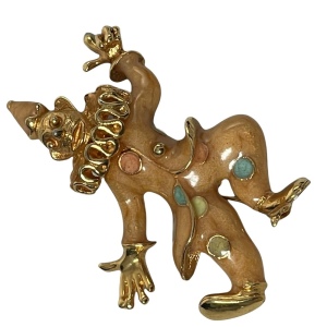 Fun enamel circus clown brooch pendant