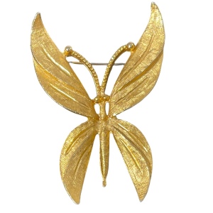 BSK Gold finish fancy large BUTTERFLY brooch