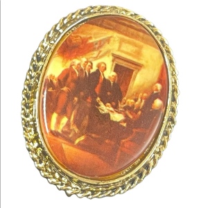 Vintage Gold finish Ceramic Cameo signing of Declaration of independance