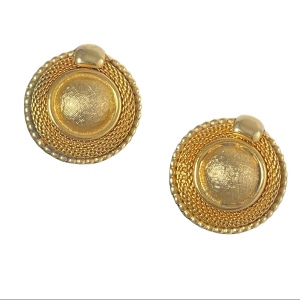 Vintage 1980s Chunky gold button orante finish clip on earrings