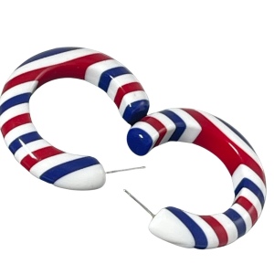 Vintage Red White blue Nautical patriotic US? Plastic hoop earrings