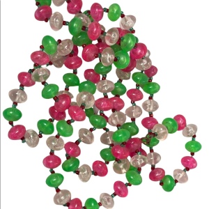 Vintage Candy apple green bubble gum pink fun 1960s Plastic bead necklace 60”