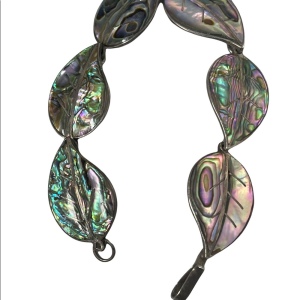 Vintage sterling silver abalone leaf bracelet