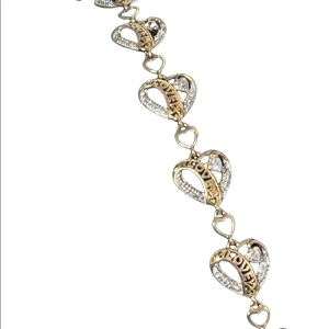 NEW Sterling silver Gold plate LOVE heart link bracelet