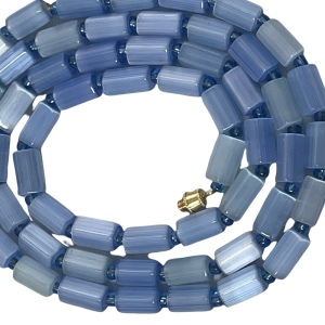 Vintage Czech glass faceted crystal bead necklace blue